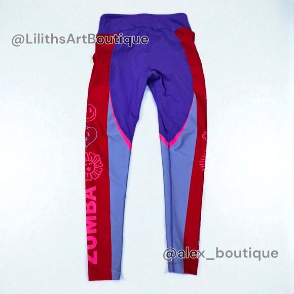 Zumba Happy Perfect Waistband Ankle Leggings Purple Pop Size S (E111) - Picture 4 of 7